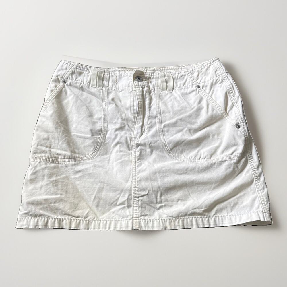 Gloria Vanderbilt Beige Denim Mini Skirt Size 10 w/ Shorts Y2K Utility Style